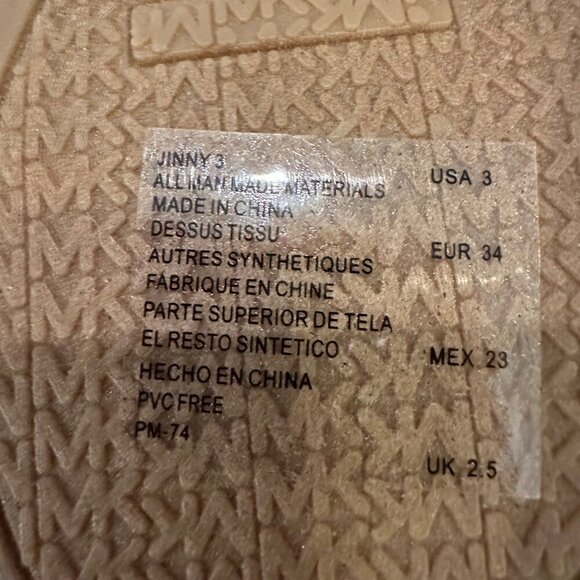 Michael Kors Girls Tan Monogram Ballet Flats With Strap & MK Logo Size 3 - Picture 6 of 6